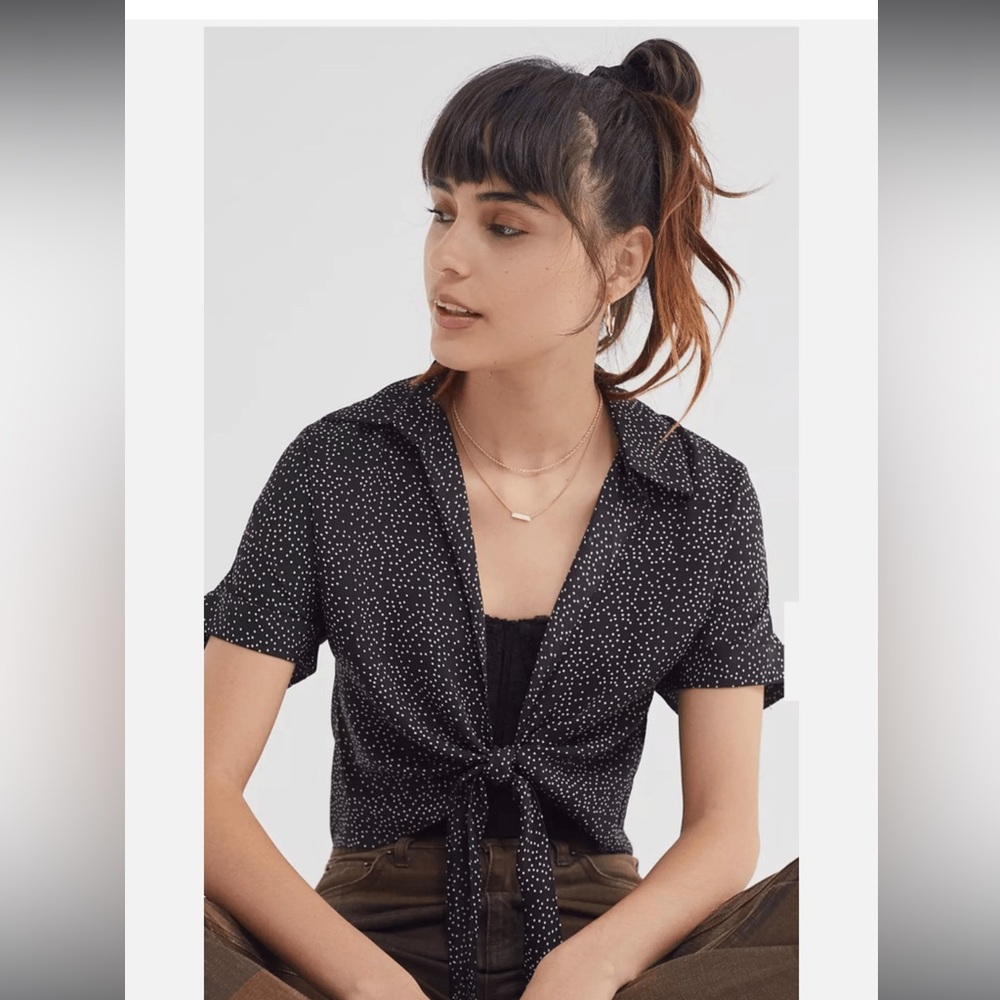 Urban Outfitters Polka Dot Cropped Tie Top, Sz M